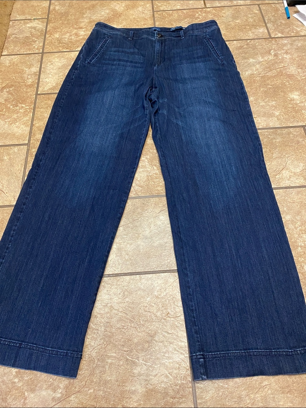 J. Jill Denim Dark Blue Wide Leg Jeans Monterey Size 16 Chic